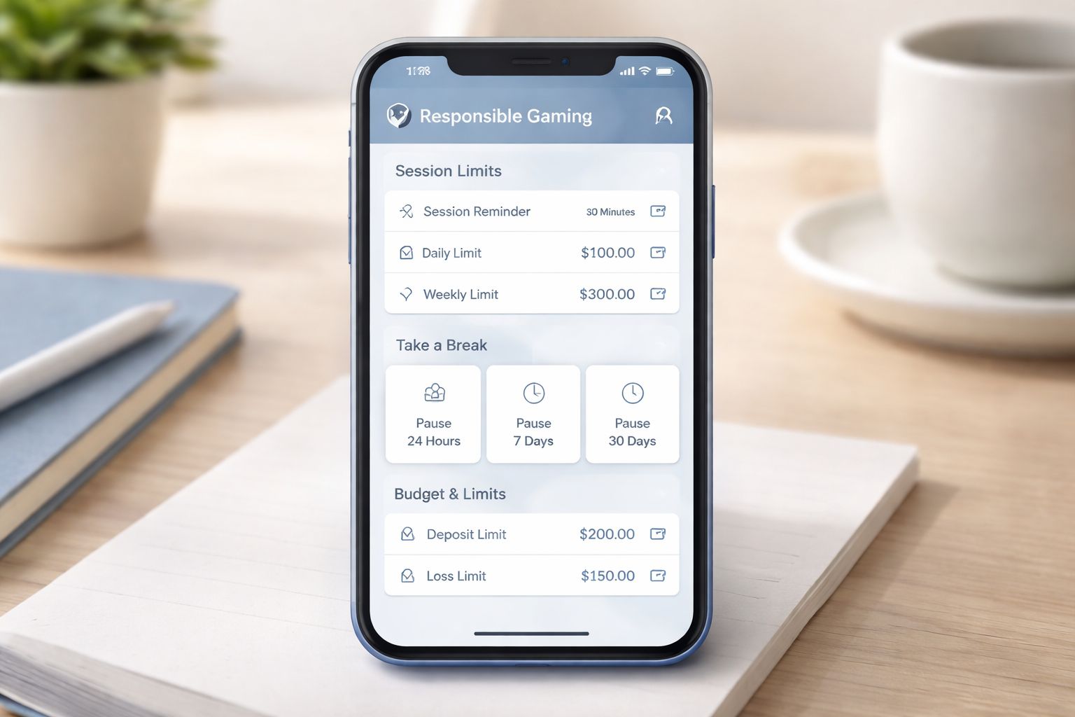 Configuraciones de juego responsable en una cuenta CashWin77